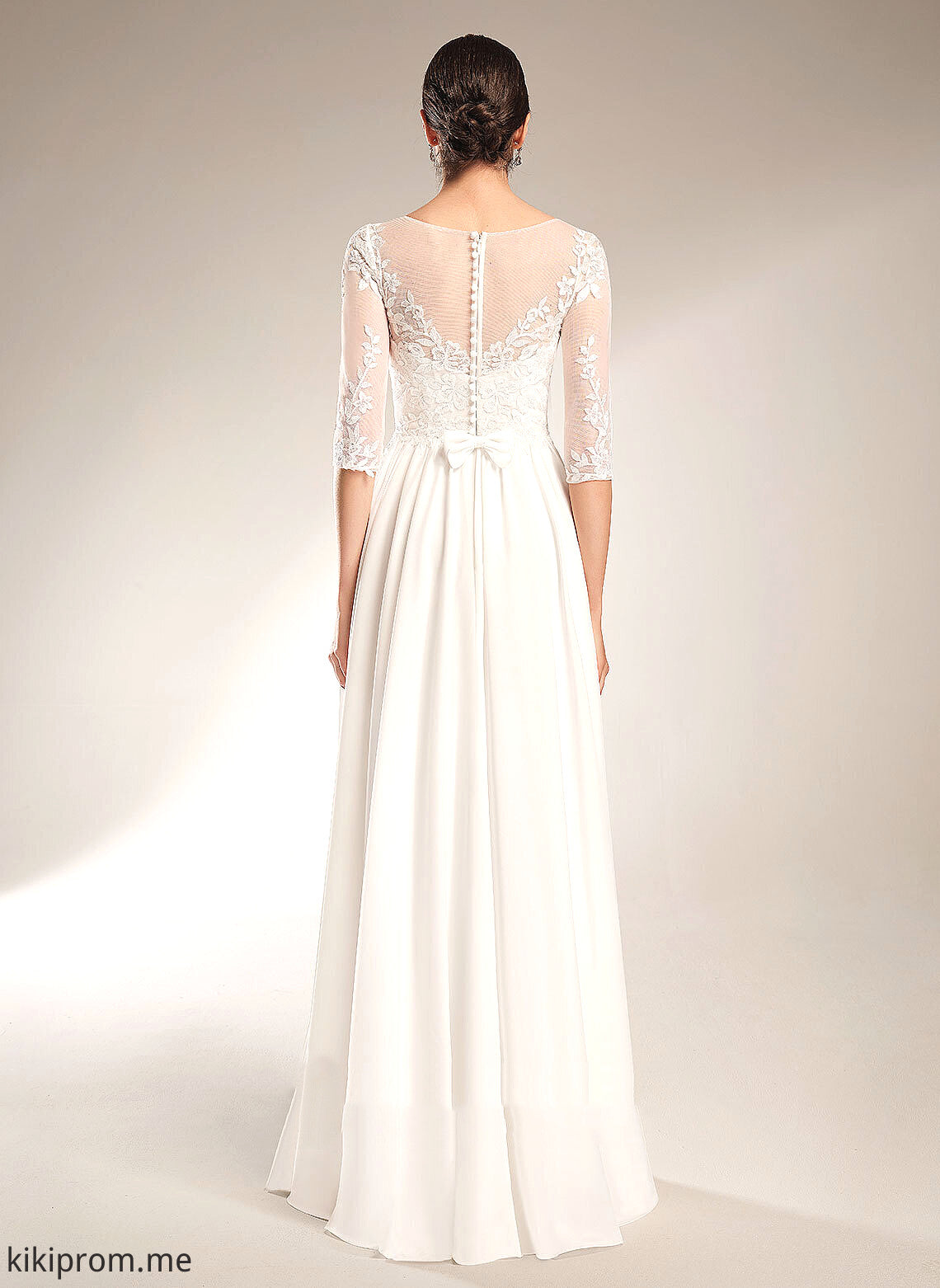 Chiffon With Madyson Sequins Wedding Dresses Sweep Illusion Train A-Line Dress Wedding