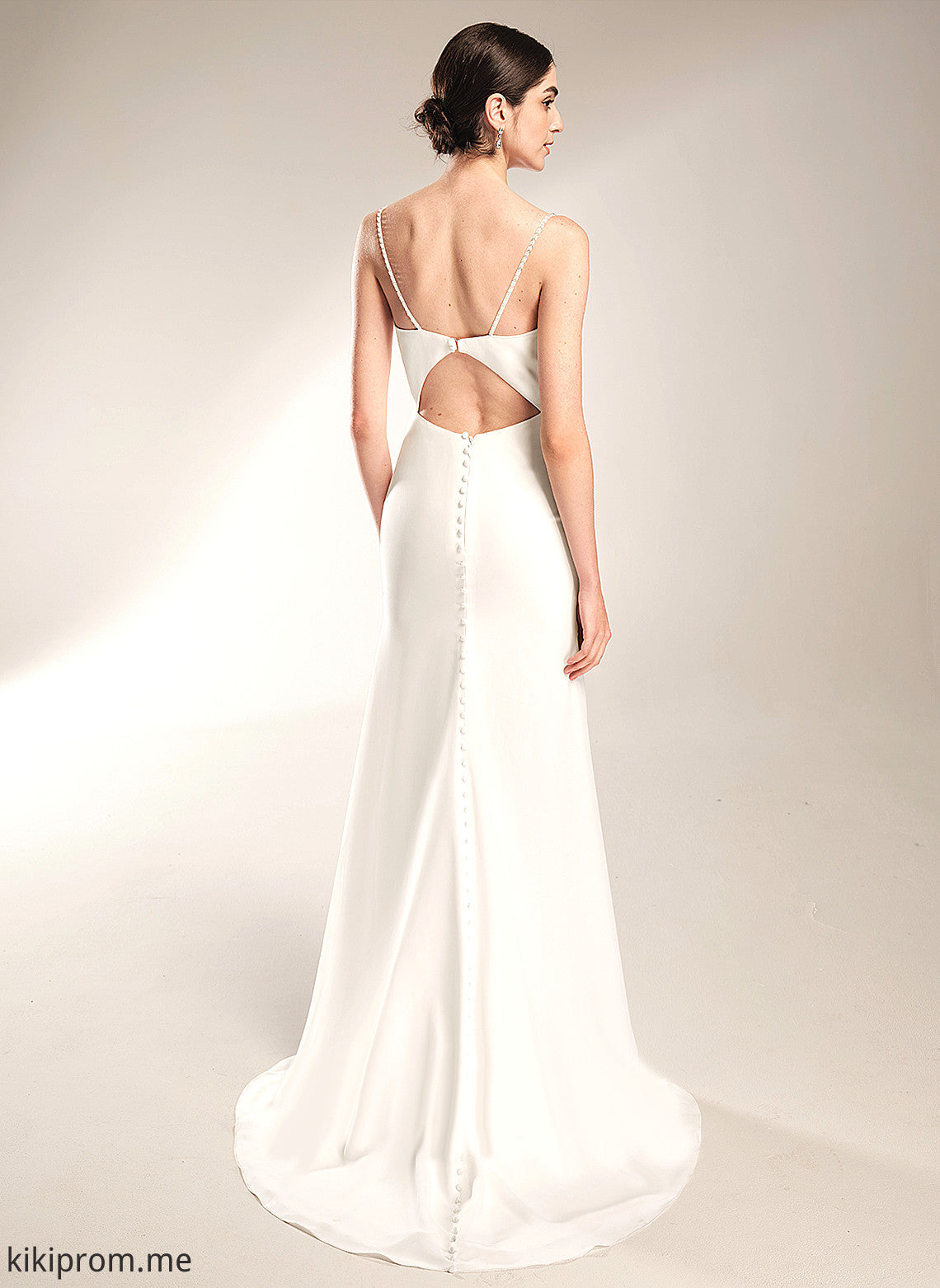 A-Line Wedding Dresses With Wedding Court Neck Cowl Train Anahi Beading Dress Chiffon