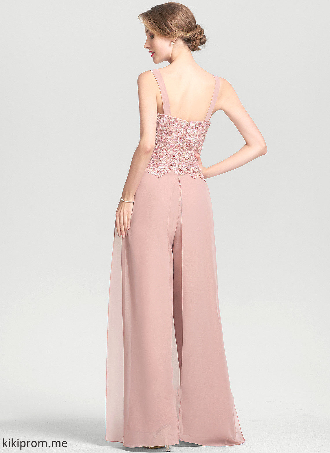 Square Chiffon Dress Mother Mother of the Bride Dresses Floor-Length Bride Lace the Neckline Jumpsuit/Pantsuit of Jode