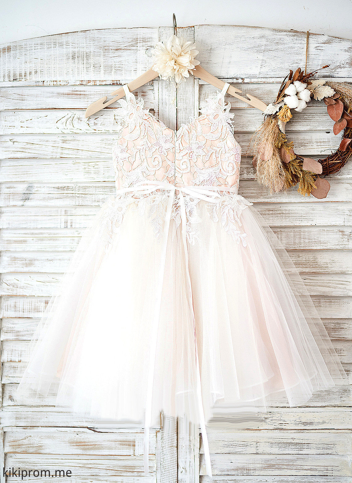 A-Line Dress Girl Tulle/Lace - Knee-length Raquel Sleeveless Flower Flower Girl Dresses Straps