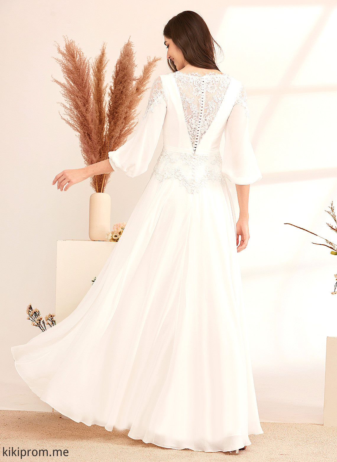 Wedding Chiffon Floor-Length A-Line V-neck Wedding Dresses Sherlyn Dress