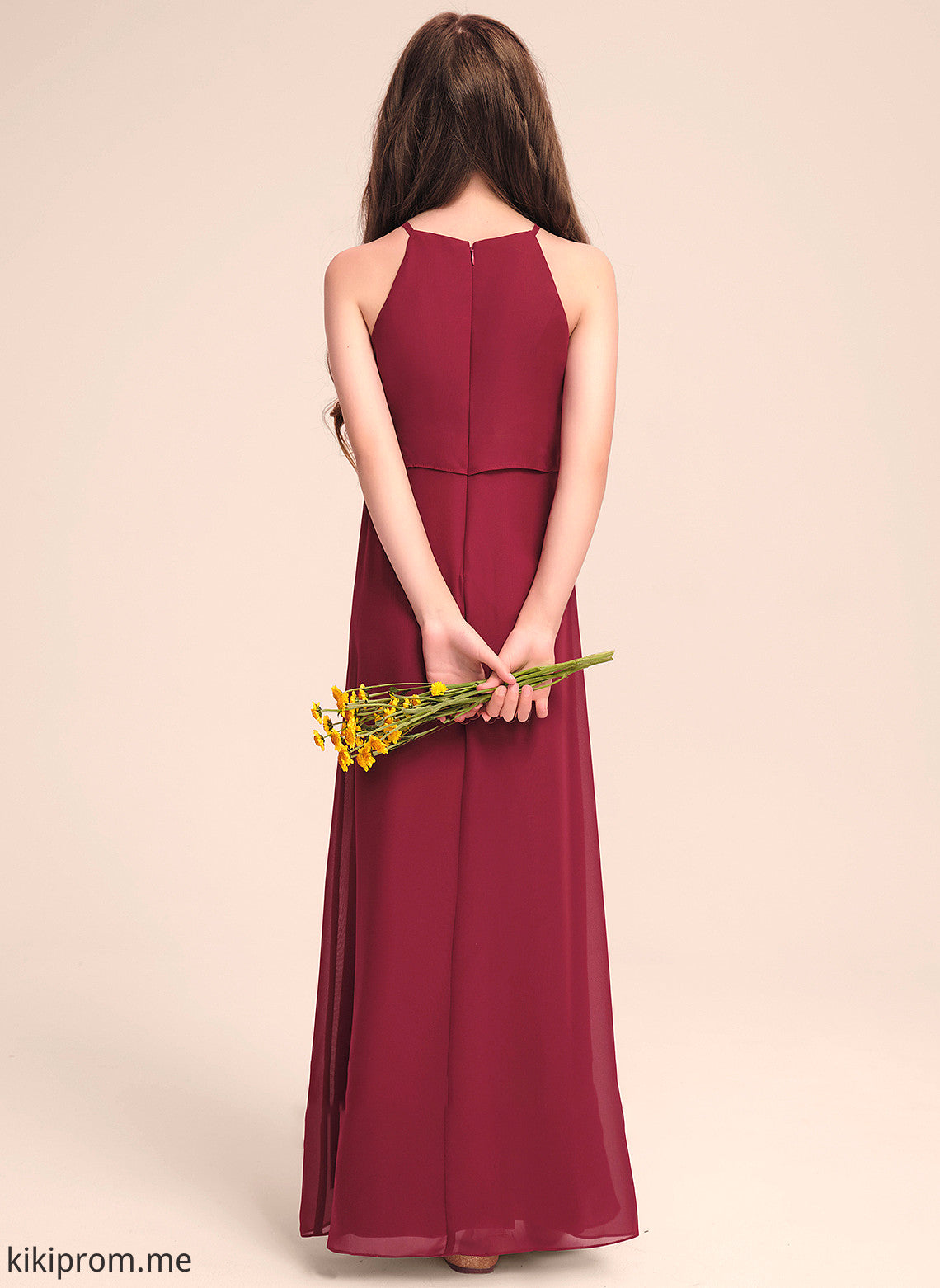 With Floor-Length Yesenia Neck Ruffles Scoop Chiffon A-Line Junior Bridesmaid Dresses