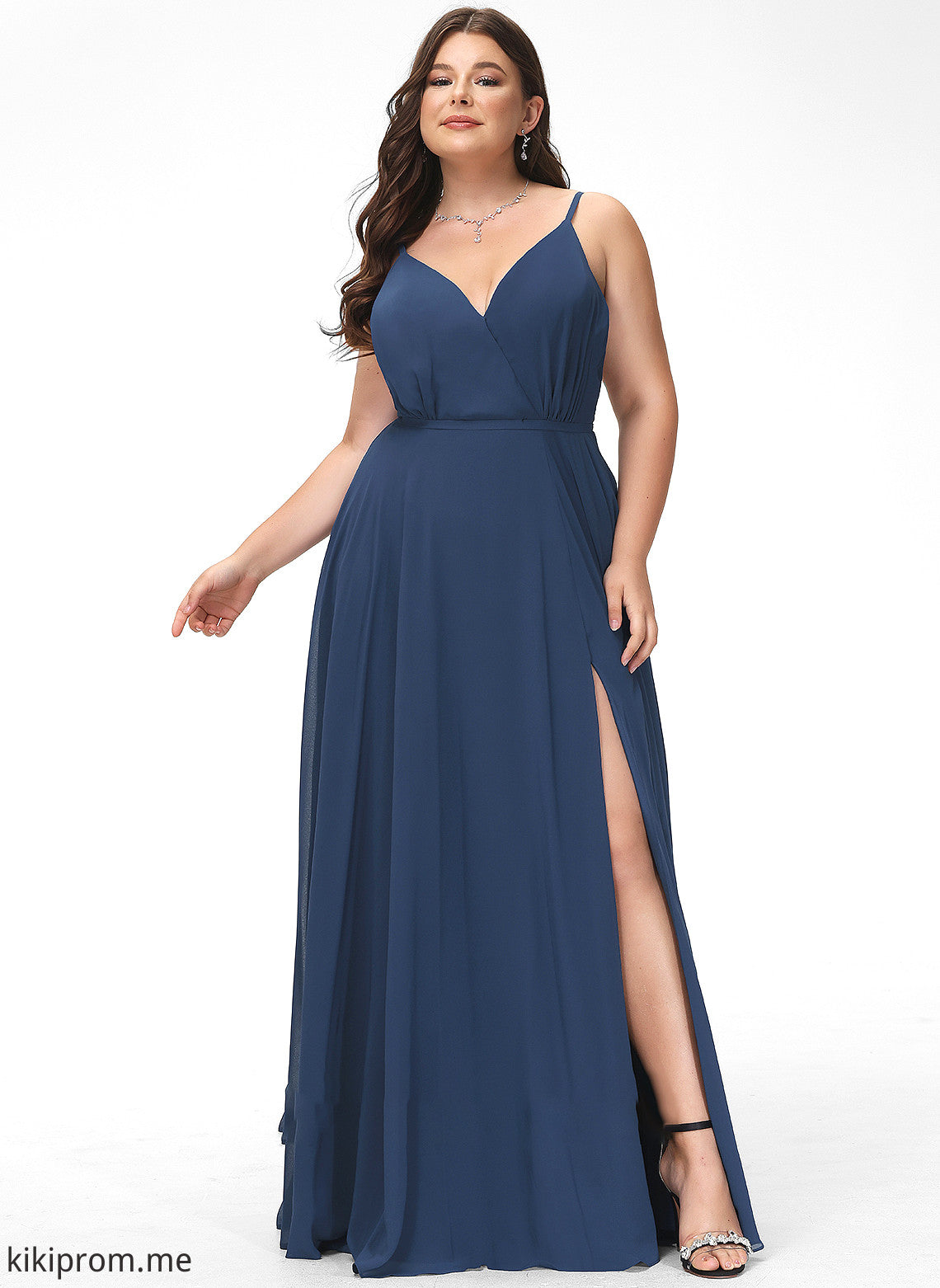 With Split Prom Dresses Floor-Length V-neck Ada Front A-Line