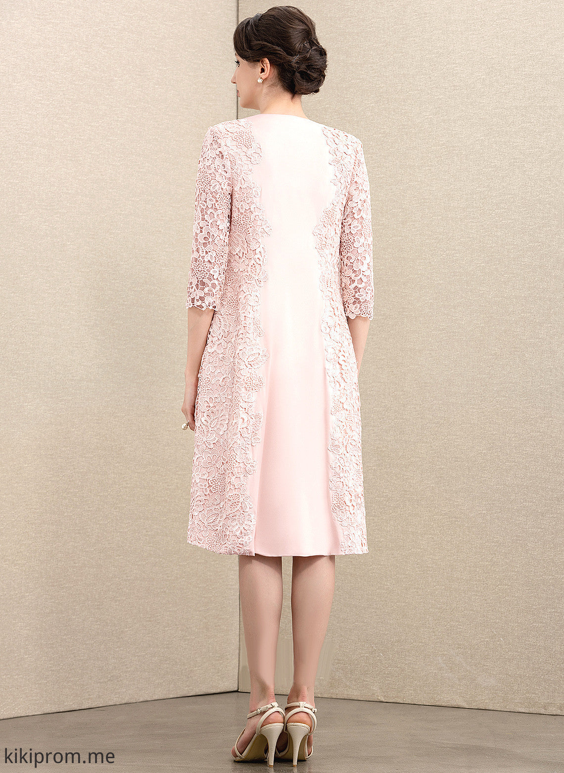 Viola Lace Dress the Mother of the Bride Dresses Stretch of Neck Sheath/Column Scoop Crepe Bride Knee-Length Mother