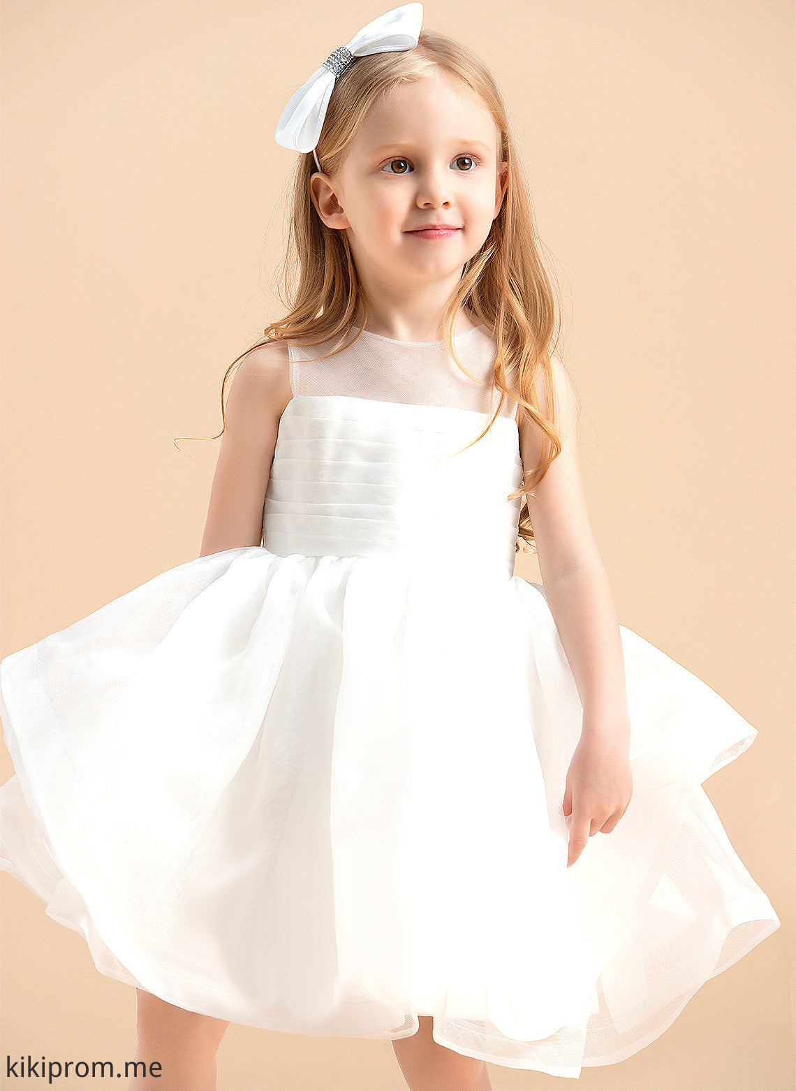 Neck Girl Scoop Flower Girl Dresses - Knee-length V Organza Sleeveless With Flower Dress Back Jode Ball-Gown/Princess