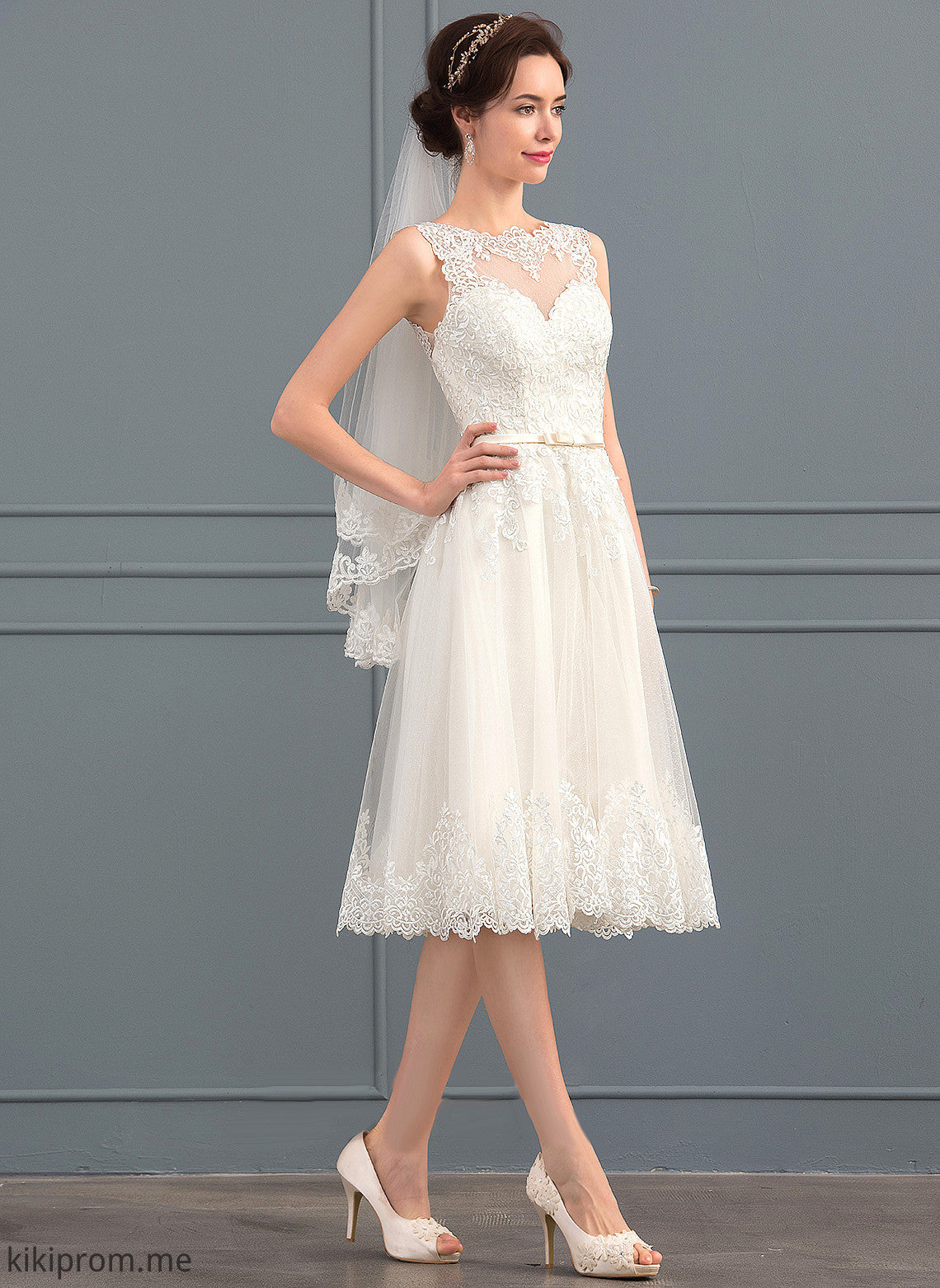 Precious With Lace Knee-Length Bow(s) Wedding Illusion Wedding Dresses Dress Satin Tulle A-Line