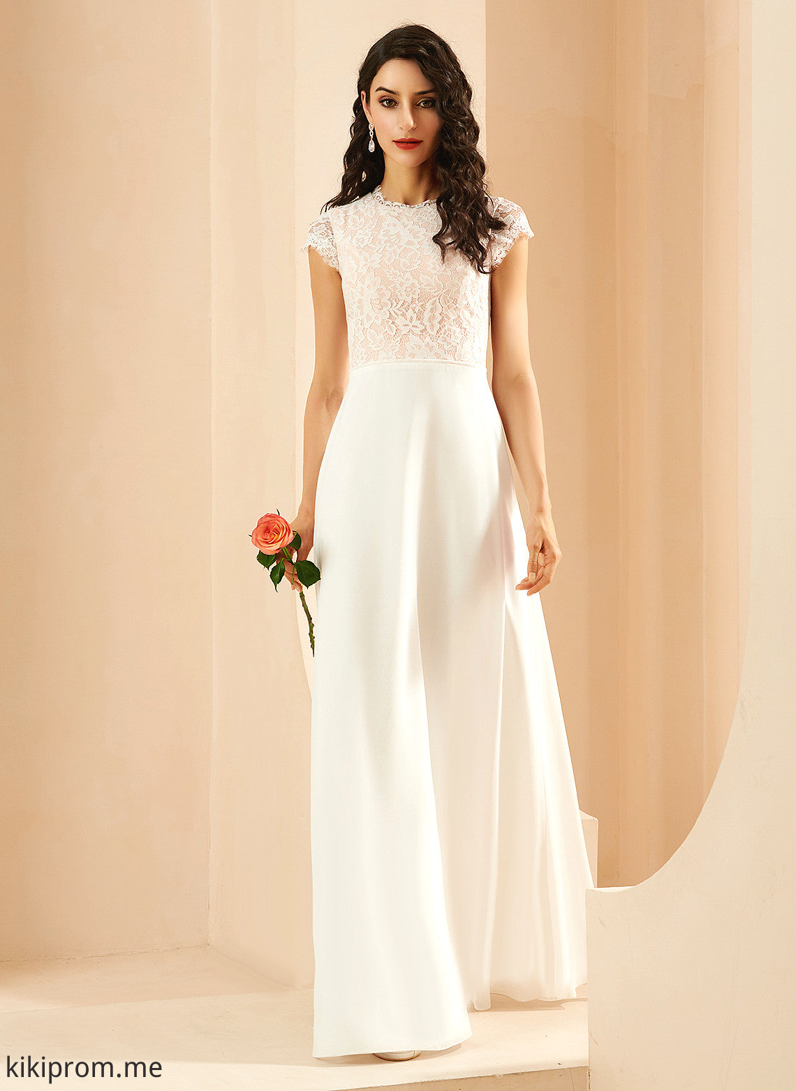 Scoop Dress Elliana Chiffon Wedding Dresses Floor-Length A-Line Lace Wedding