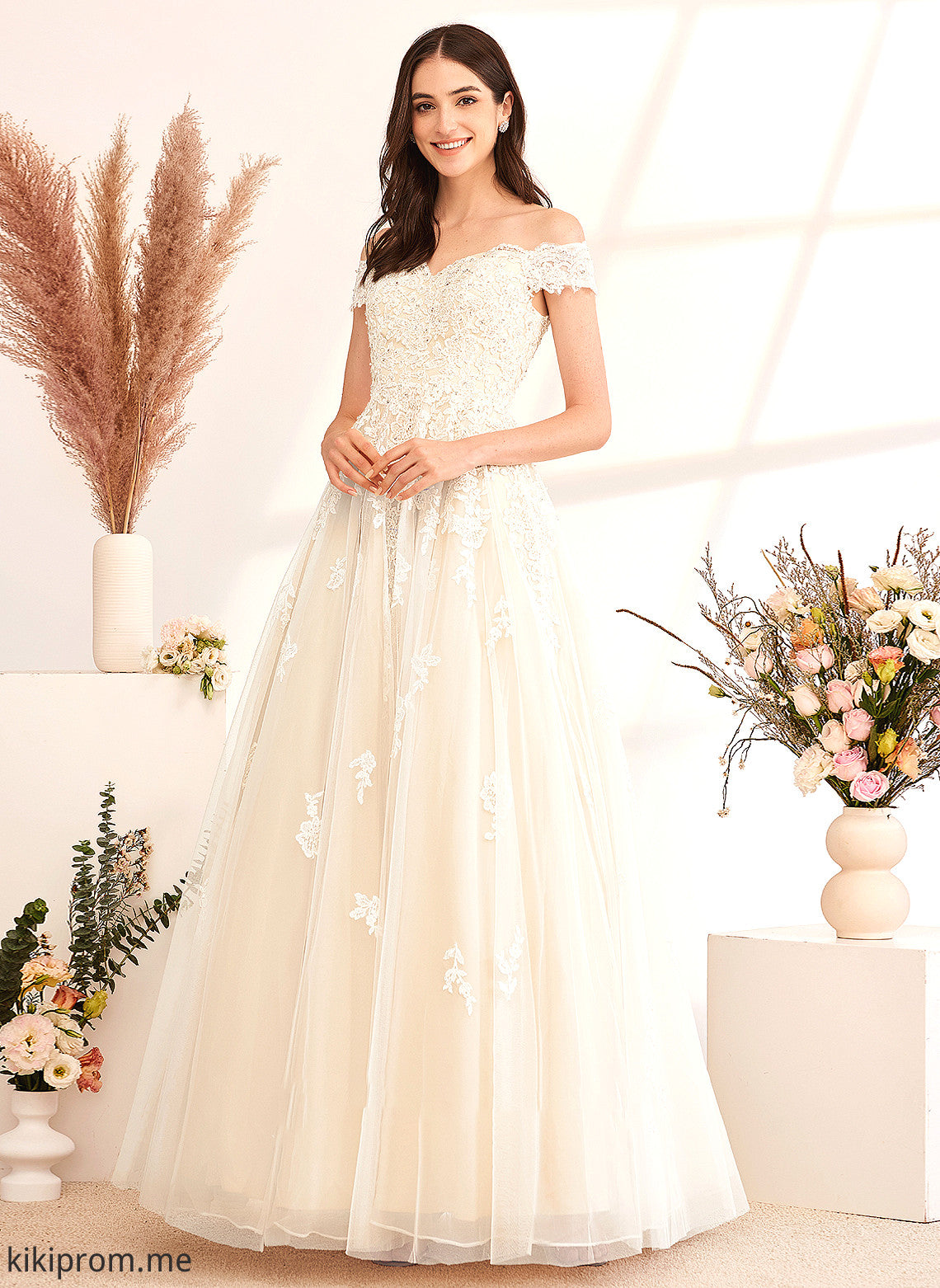 With Dress Wedding Floor-Length Off-the-Shoulder Beading Wedding Dresses Ball-Gown/Princess Sequins Avah