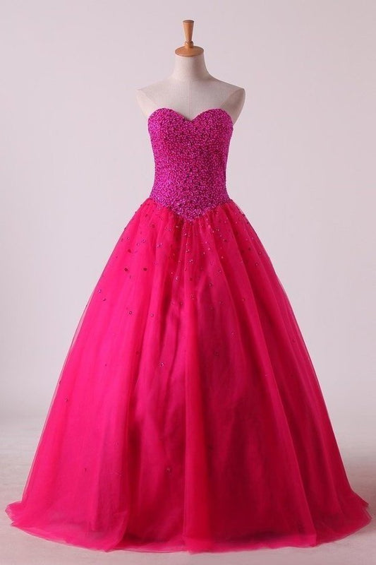 2024 Sweetheart Quinceanera Dresses Floor-Length Tulle Ball Gown P3RMQLY6