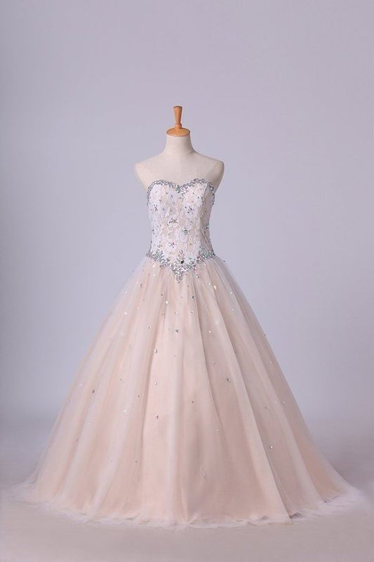 2024 Quinceanera Dresses Sweetheart Beaded Neckline And Waistline Ball PNT9FGEG