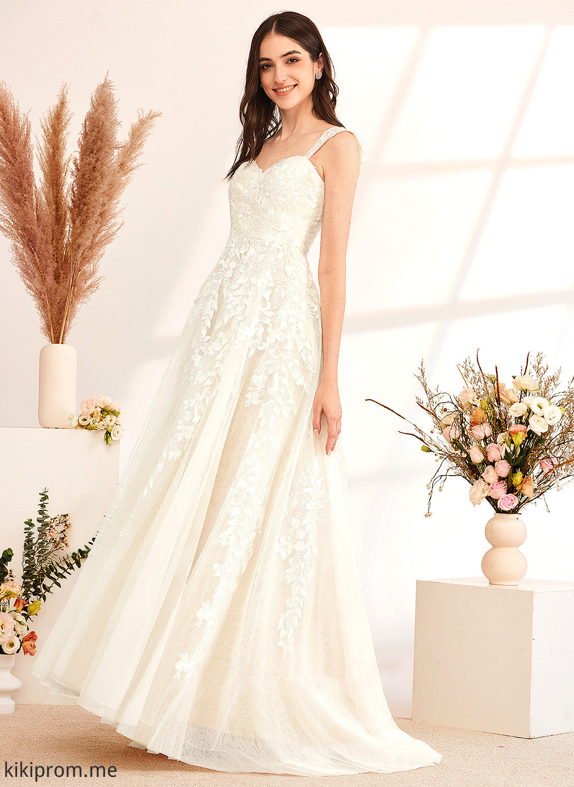 With Off-the-Shoulder Dress A-Line Wedding Sequins Katelynn Wedding Dresses Sweep Train Beading