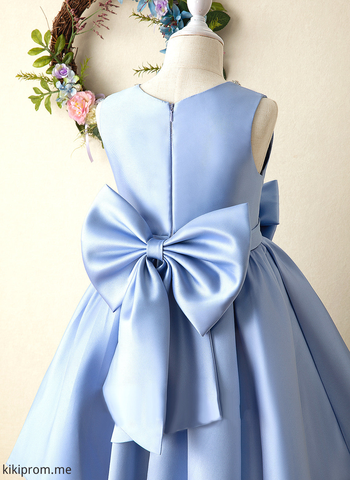 Scoop Xiomara Sleeveless Dress Bow(s) Girl - Flower With Knee-length Flower Girl Dresses Satin Neck Ball-Gown/Princess