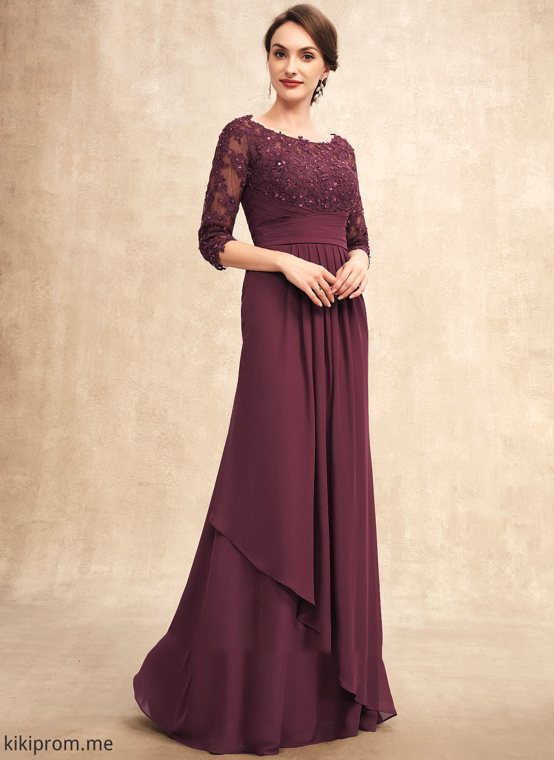 Ruffles Off-the-Shoulder Floor-Length A-Line Mother Beading of the Lace Chiffon Cascading Bride Mother of the Bride Dresses With Tania Sequins Dress