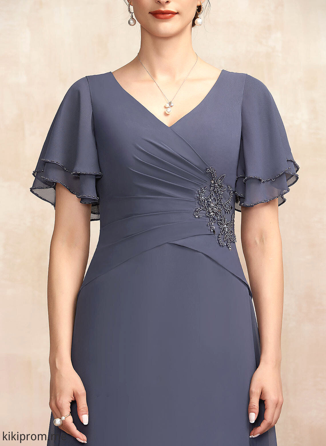 Mother of the Bride Dresses With Bride A-Line Chiffon the Dress Floor-Length Mother V-neck Alejandra of Ruffle Beading