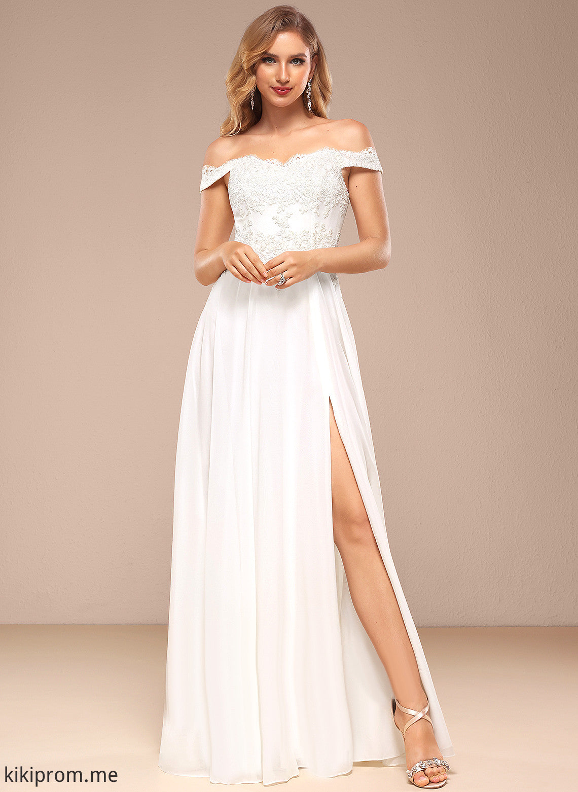 Dress Off-the-Shoulder Floor-Length Sequins Wedding Dresses Wedding Chiffon A-Line Alejandra With Lace