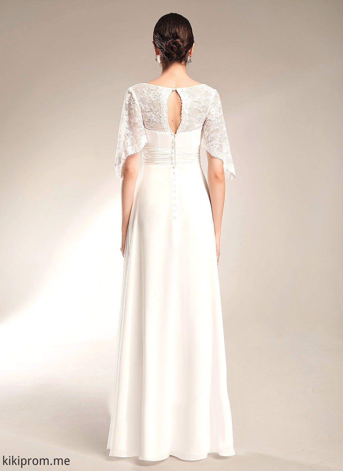 Lace Floor-Length Londyn With Wedding Dresses Wedding Sheath/Column V-neck Chiffon Dress