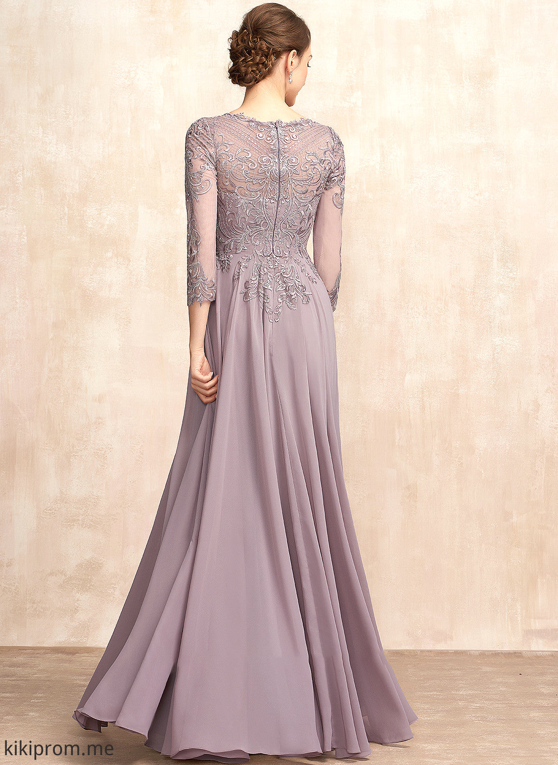 Chiffon Lace Floor-Length Dress Scoop the Mother of the Bride Dresses A-Line Mother Neck Sequins With Bride Fatima of