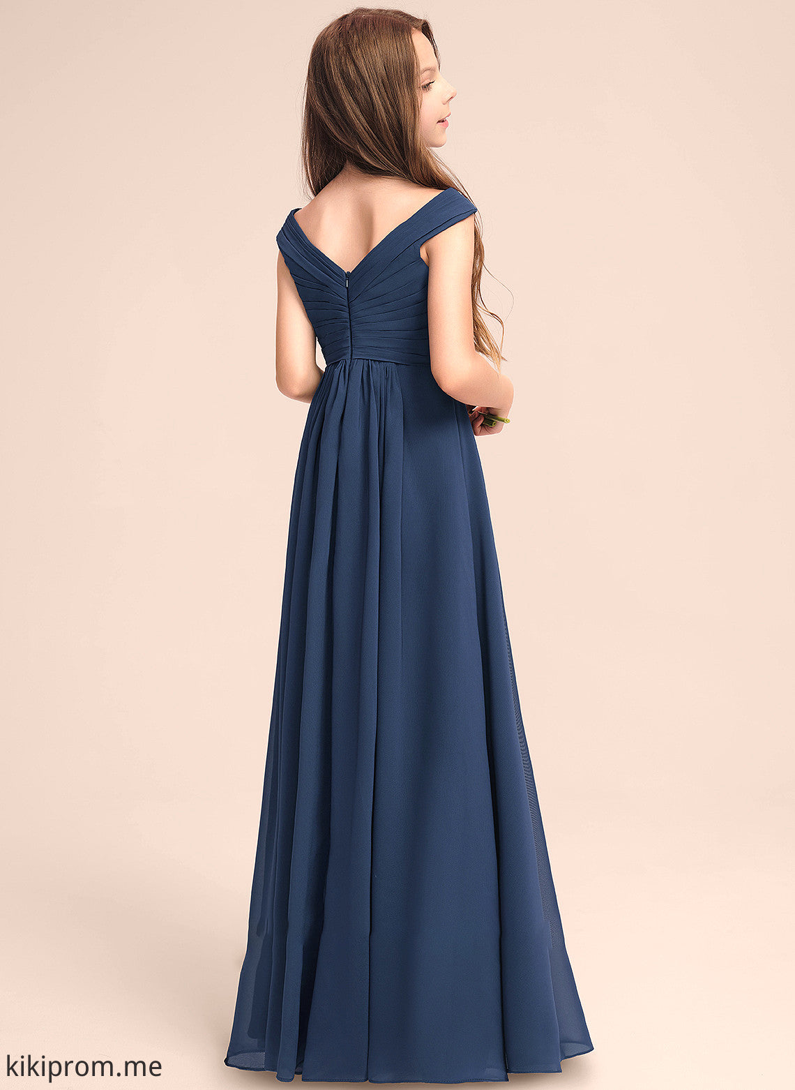 With Off-the-Shoulder Ruffles Floor-Length Jemima Chiffon A-Line Junior Bridesmaid Dresses