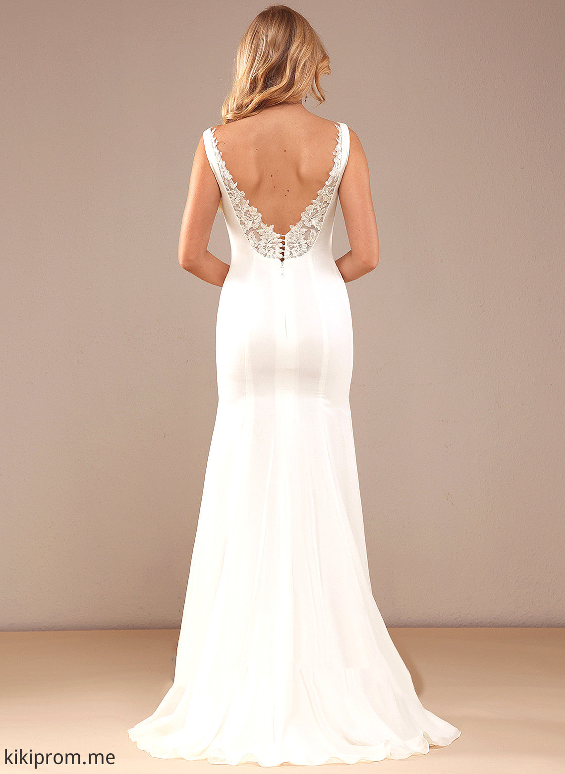 Lace Wedding Dresses Neckline Sweep With Wedding Square Train Trumpet/Mermaid Dress Isabel Chiffon