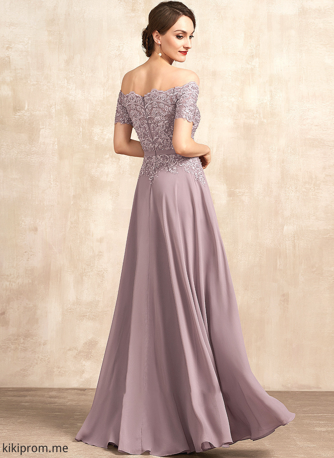 With Lace Beading of Chiffon Mother of the Bride Dresses Dress Off-the-Shoulder Sequins Floor-Length A-Line Elaina Bride Mother the