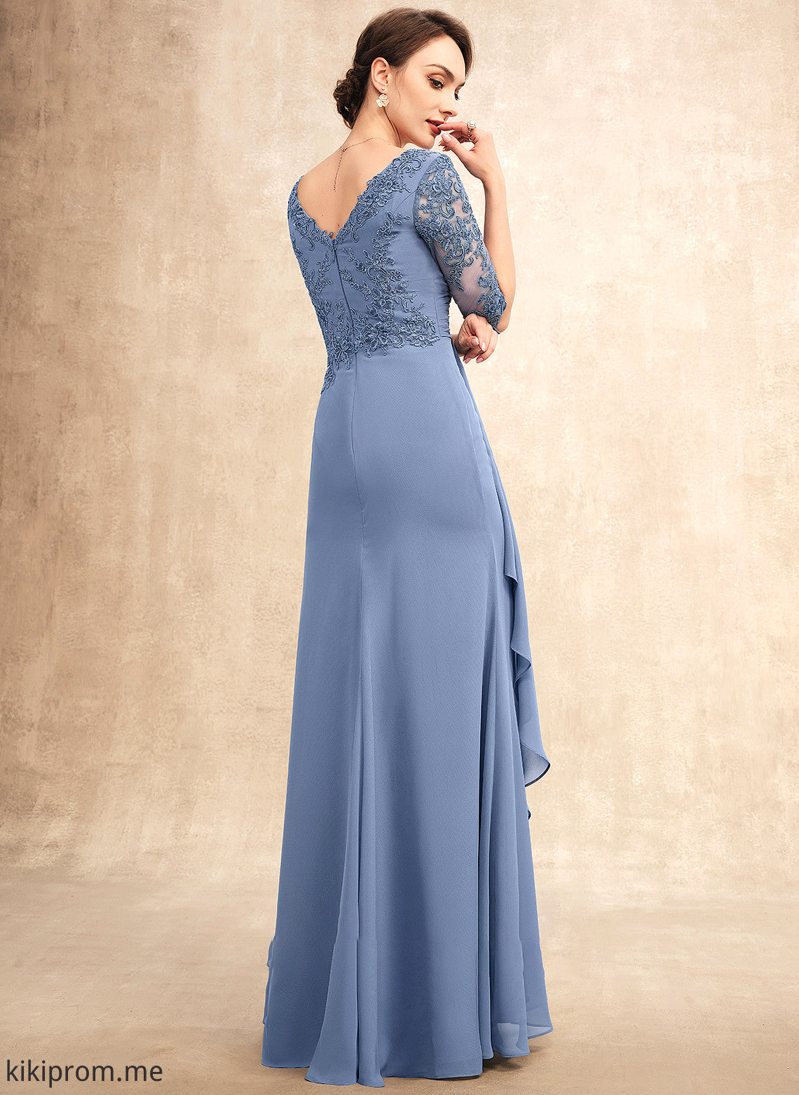 Parker Dress Chiffon Mother of the Bride Dresses Ruffles of A-Line Floor-Length Cascading Lace With V-neck Bride the Mother