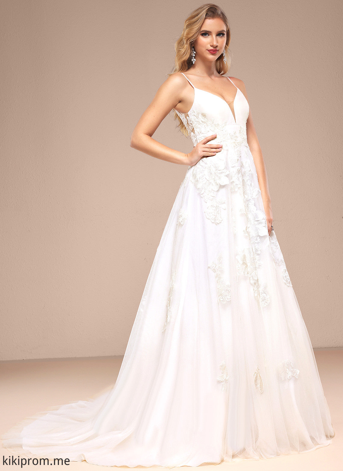 V-neck Sequins Wedding Dresses Avah Train Dress Court With Lace Ball-Gown/Princess Tulle Wedding