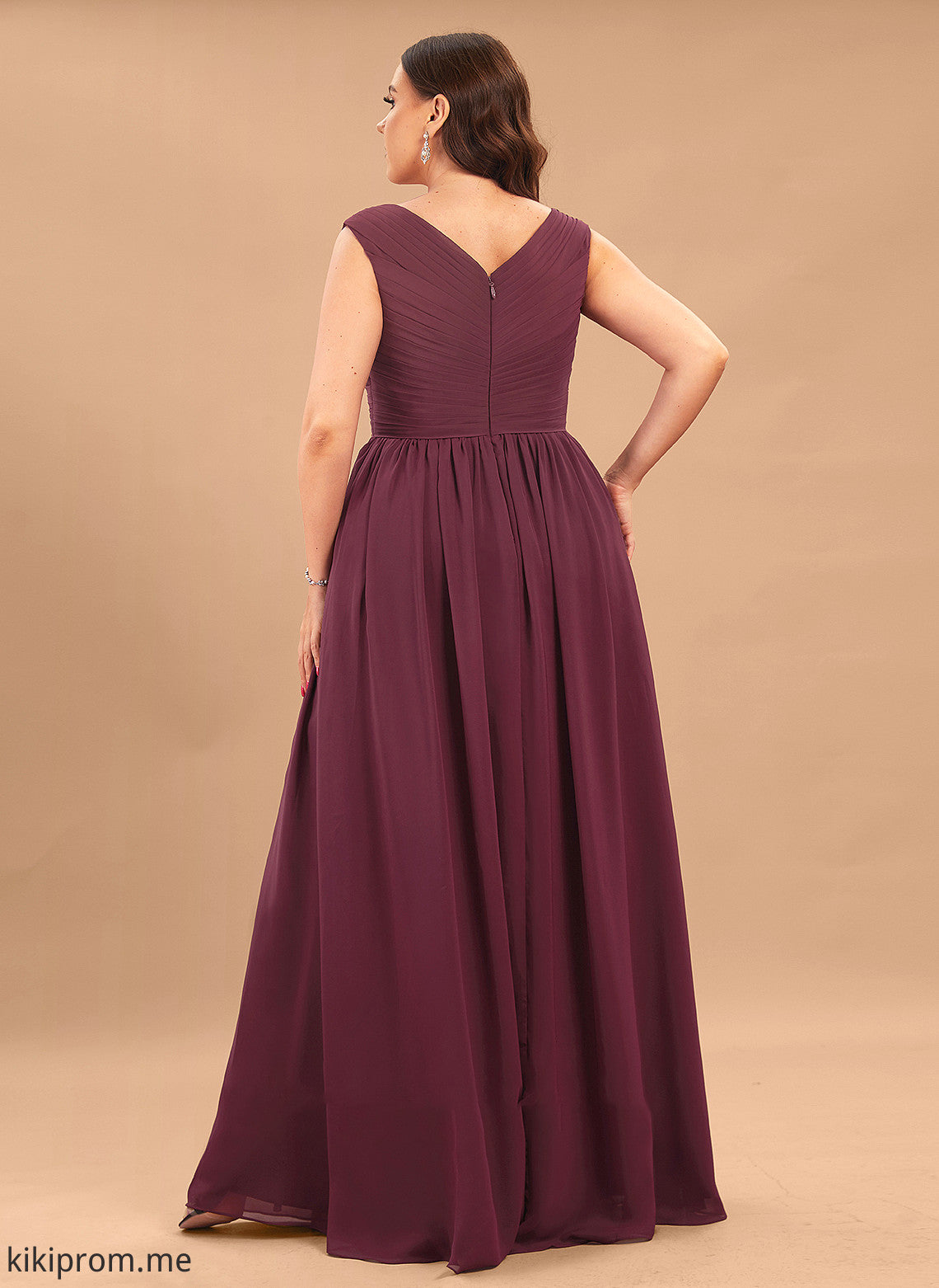 With Ruffle Front Floor-Length Pockets Nan Chiffon Split Off-the-Shoulder Prom Dresses A-Line