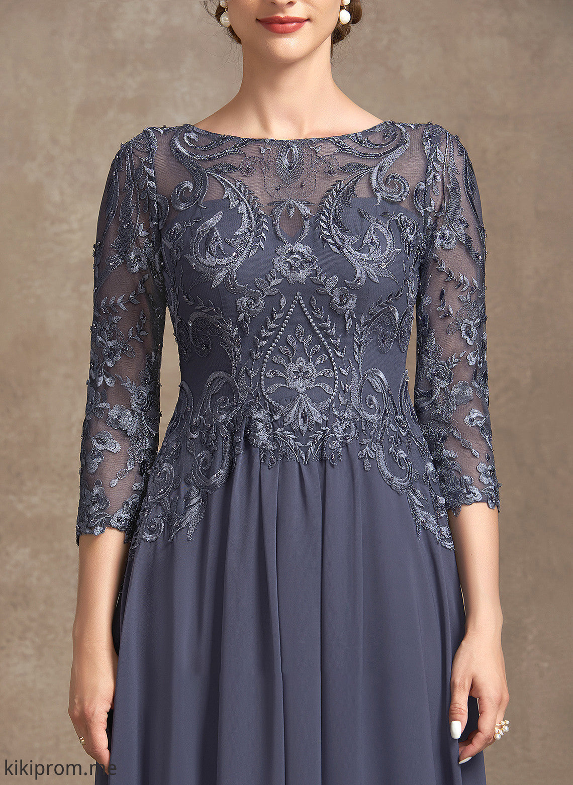 Neck Dress A-Line of Mother the Chiffon Kenna Lace Mother of the Bride Dresses Bride Scoop Floor-Length