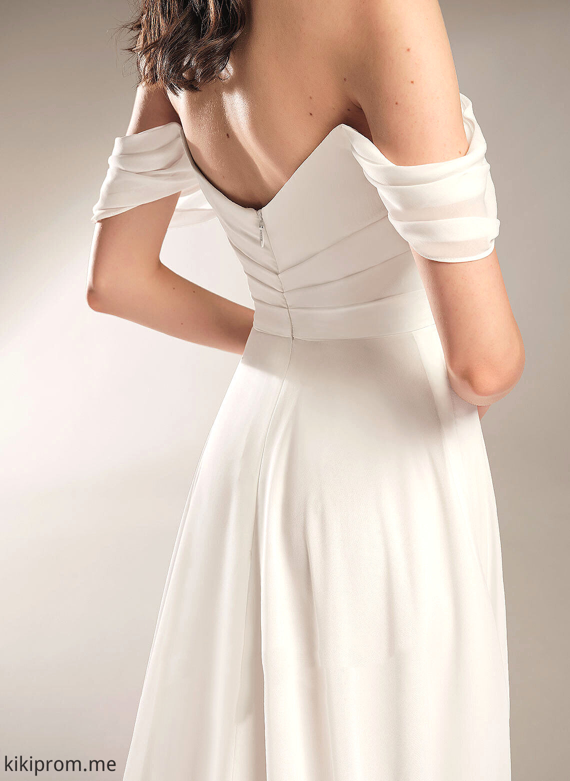 With Chiffon A-Line Court Wedding Off-the-Shoulder Louise Train Wedding Dresses Dress Pleated