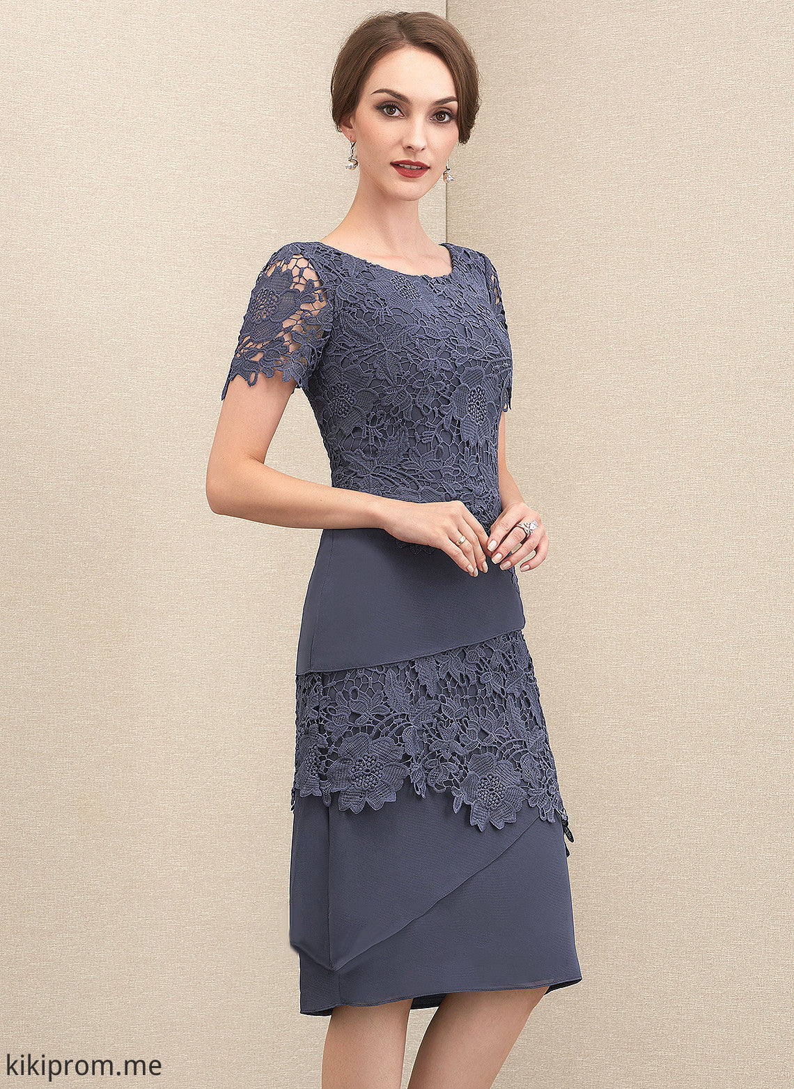 Bride Sheath/Column Chiffon Scoop Skye Lace Dress of the Neck Mother of the Bride Dresses Knee-Length Mother