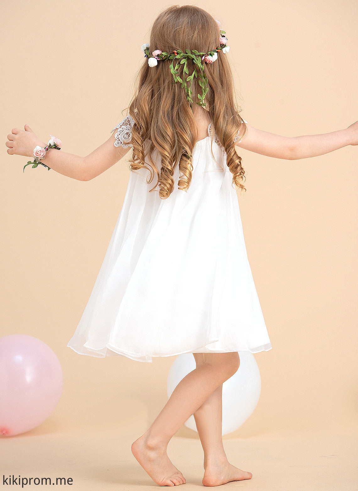 Tea-length With Scoop Flower Girl Dresses Neck Lace Dress Chiffon Flower - A-Line/Princess Girl Kathryn Sleeveless