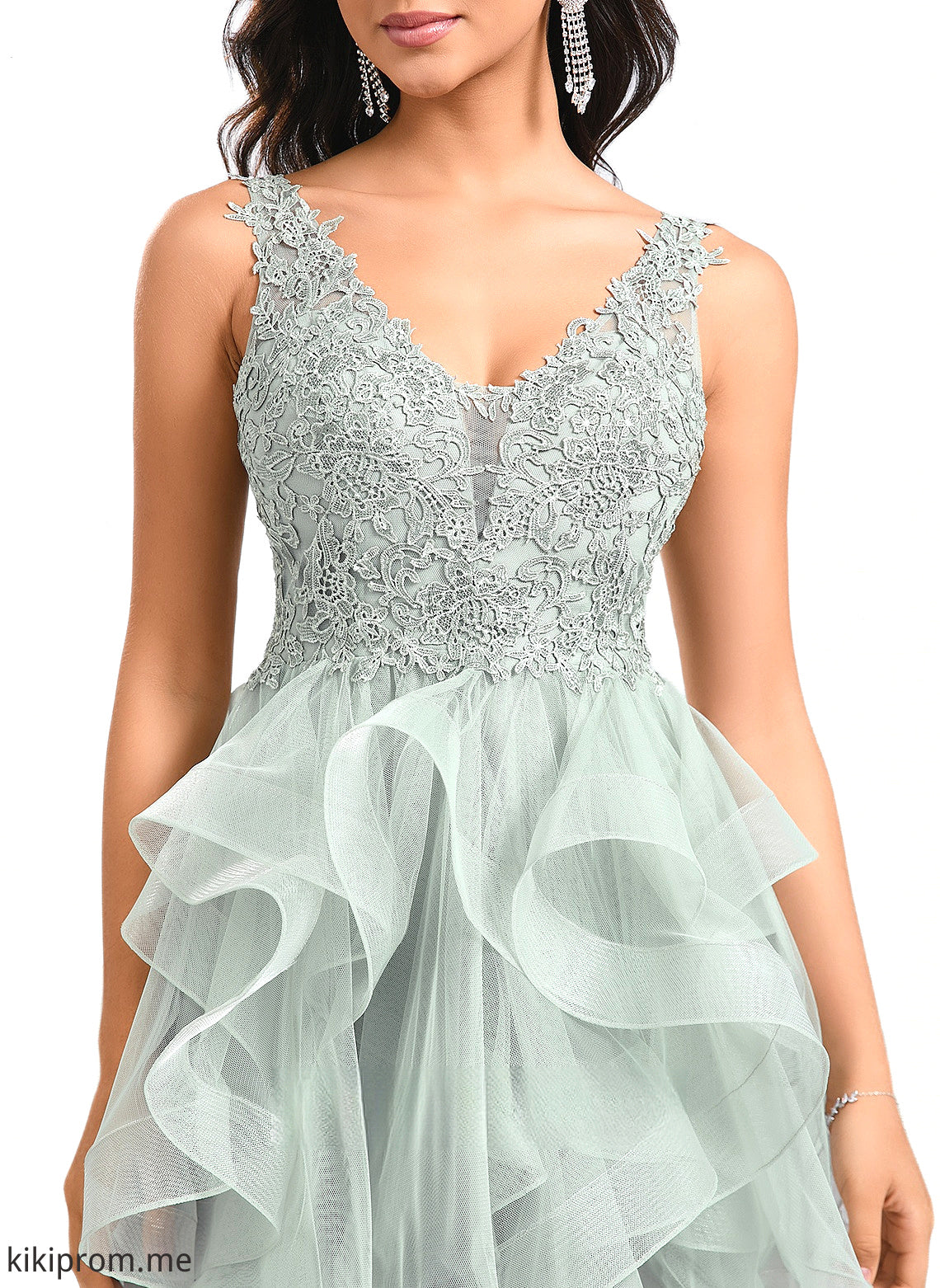 Lorelai Ball-Gown/Princess V-Neck Short Tulle Lace Homecoming Dress HFP0025671