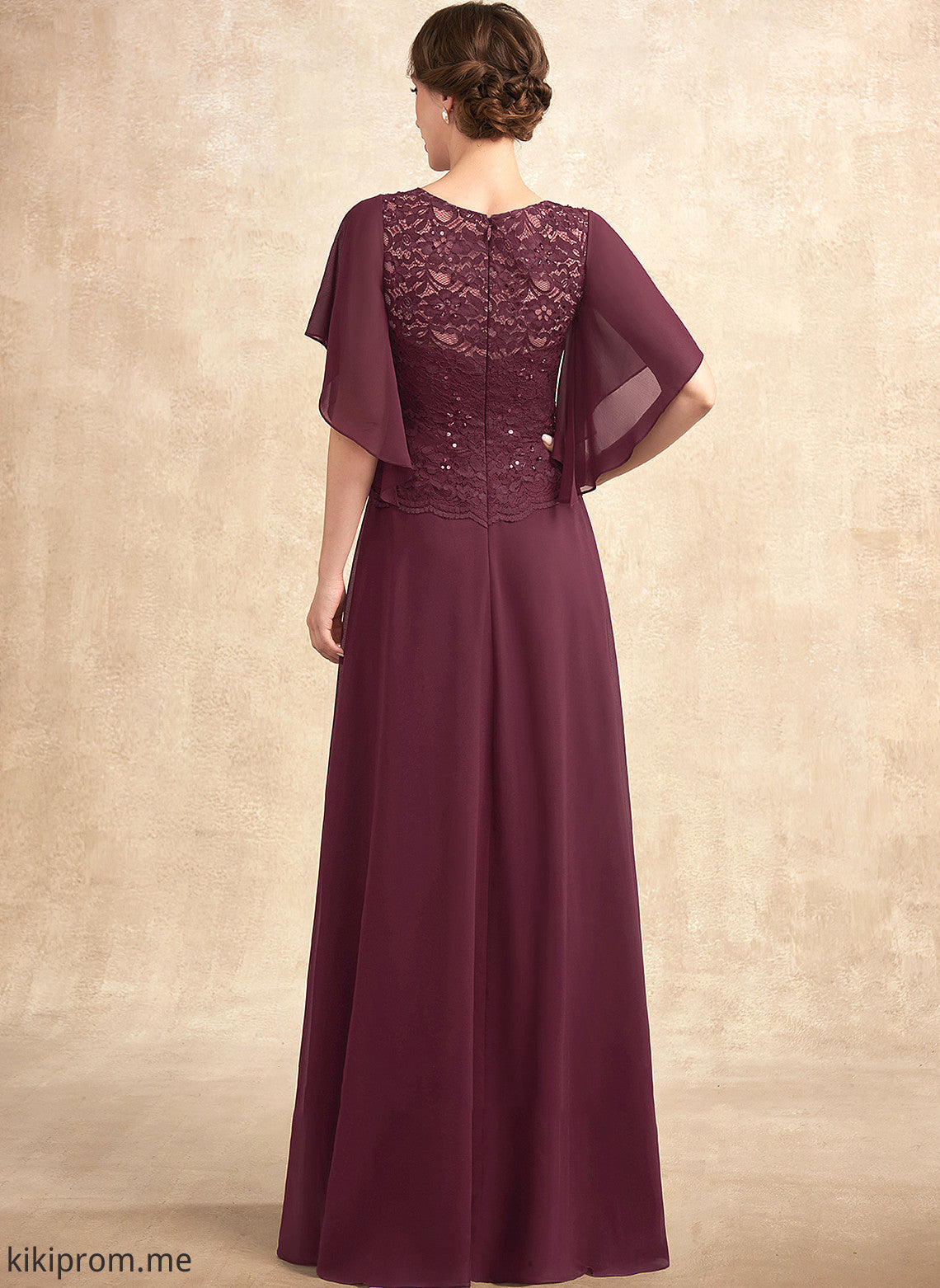 Mother Lace A-Line Dress Floor-Length Chiffon Alana Scoop Bride Sequins With of the Neck Mother of the Bride Dresses