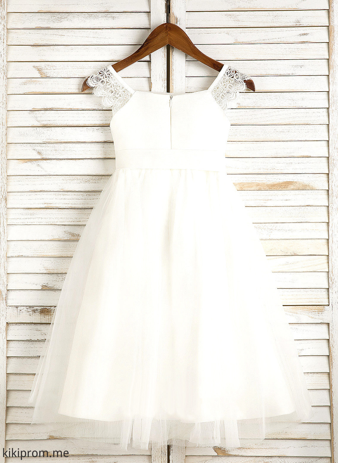 Tea-length Neckline Sleeveless Dress Flower Girl Mariah Flower Girl Dresses Square Lace/Sash - A-Line With Satin/Tulle