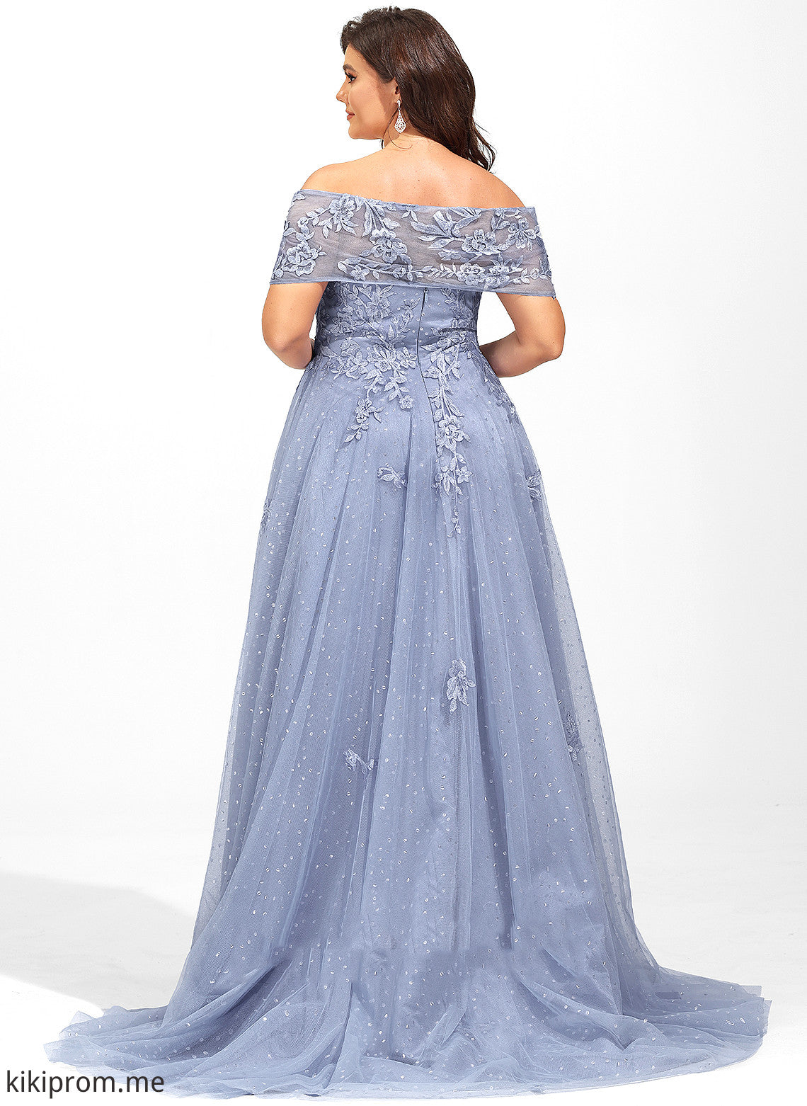 With Off-the-Shoulder Sweep Nancy Lace Train Tulle Sequins Ball-Gown/Princess Prom Dresses