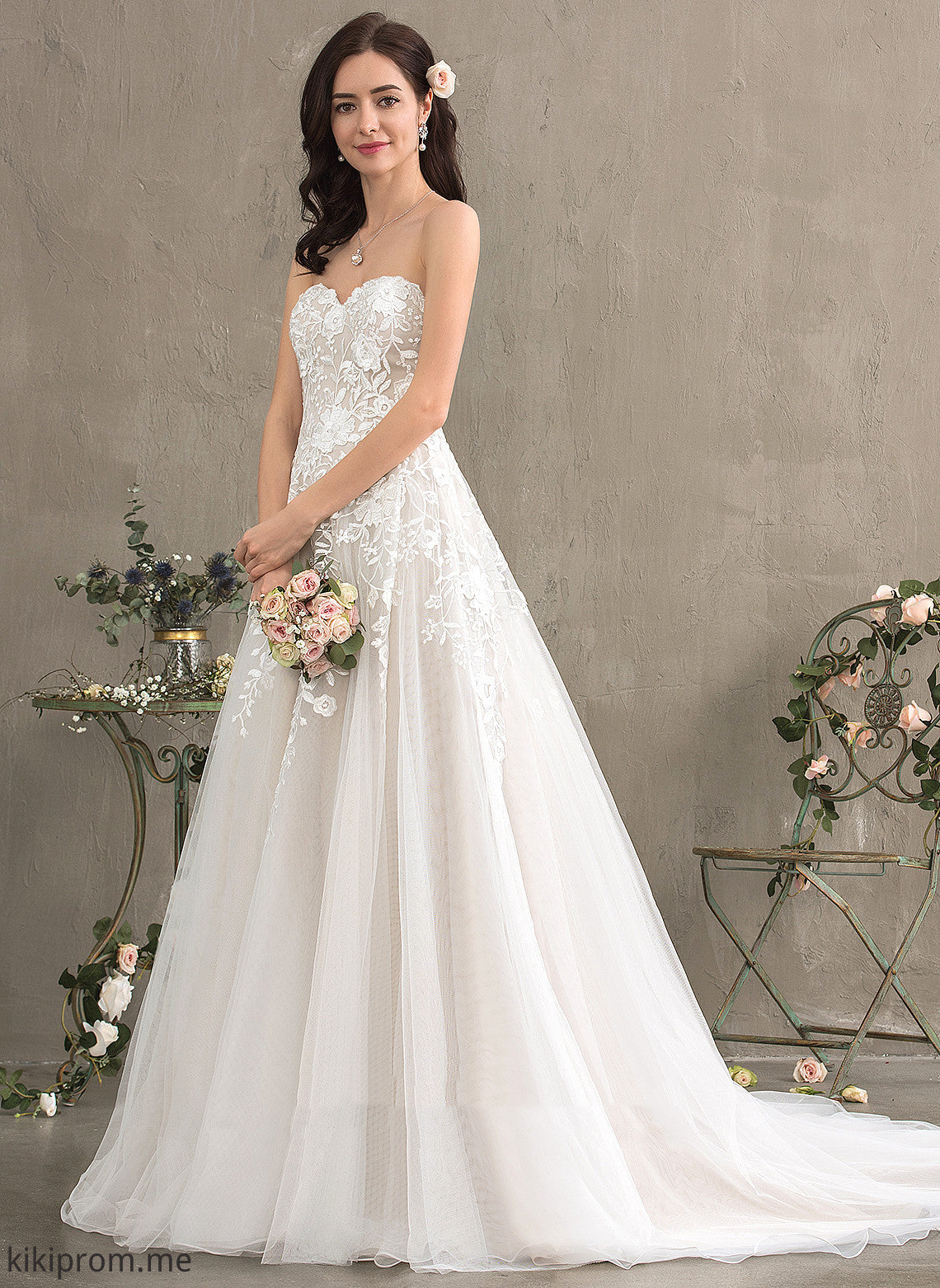 Tulle Lace Sweetheart Dress Court Wedding Wedding Dresses Ball-Gown/Princess Train Ellen