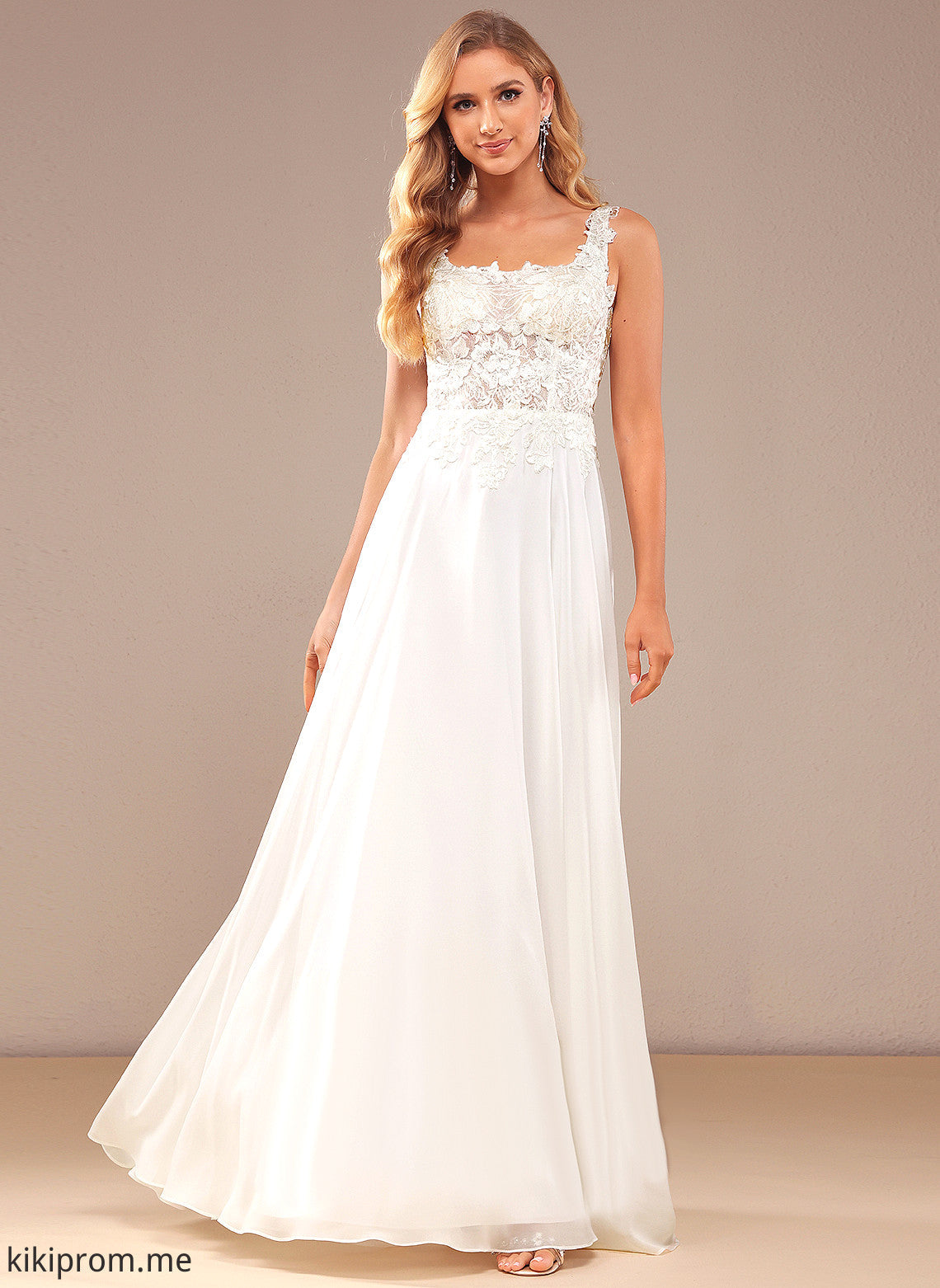 Chiffon Square Wedding With Dress Madalyn A-Line Lace Floor-Length Sequins Wedding Dresses