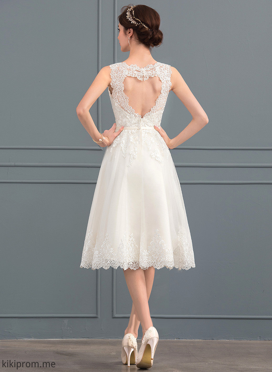 Precious With Lace Knee-Length Bow(s) Wedding Illusion Wedding Dresses Dress Satin Tulle A-Line