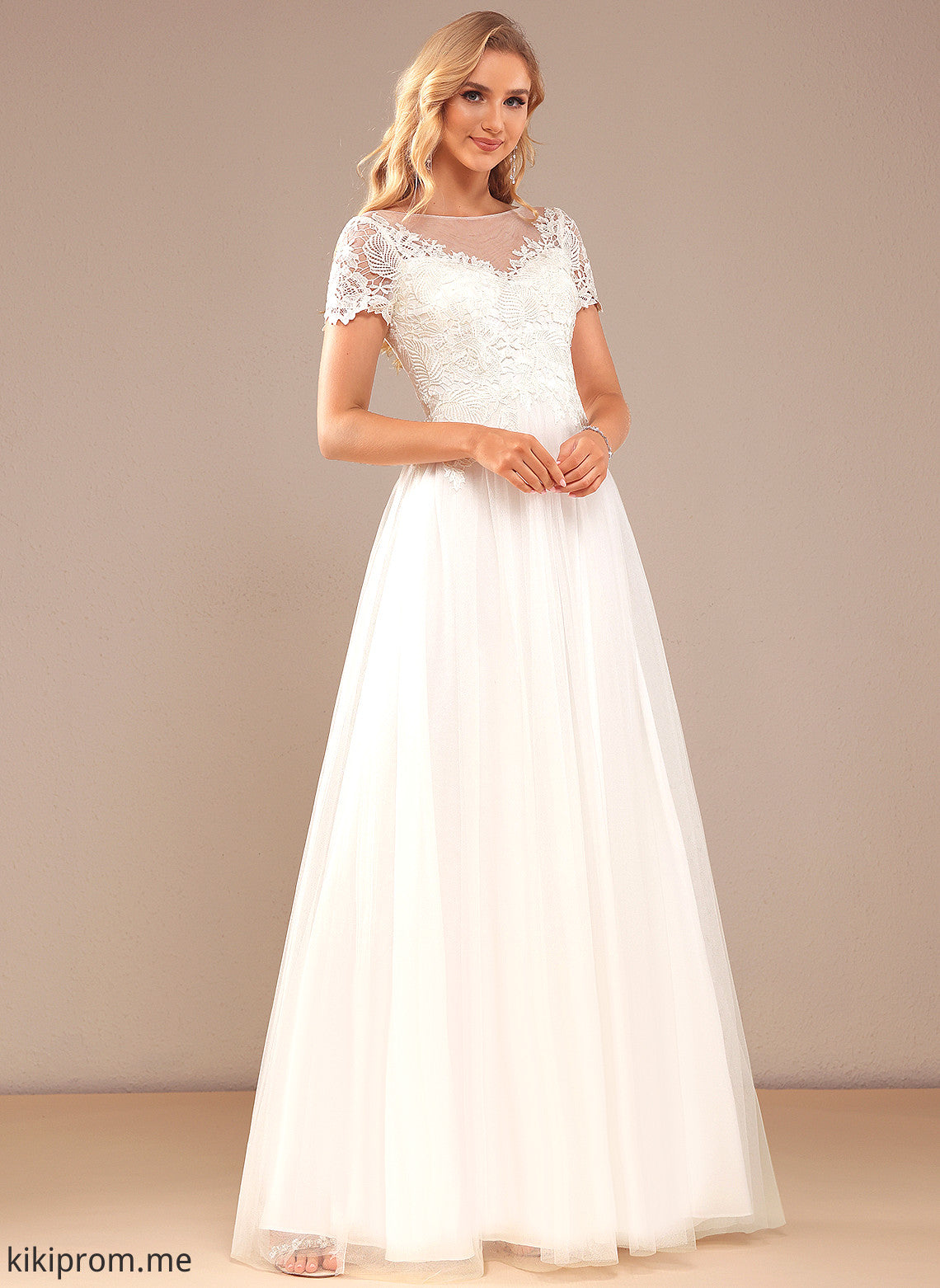 Tulle A-Line Scoop Lace Lace Wedding Dresses With Wedding Floor-Length Neck Alina Dress