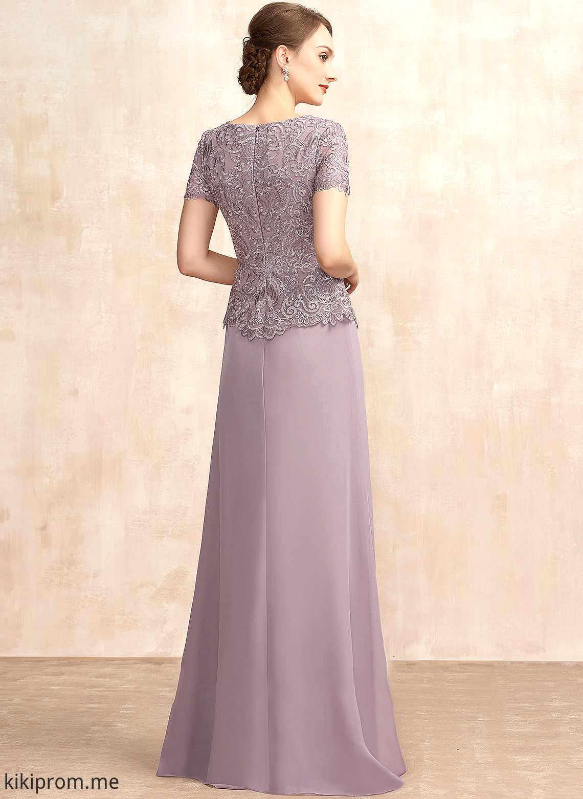 A-Line Mother of the Bride Dresses the Bride Thirza of Neck Dress Scoop Mother Floor-Length Lace Chiffon