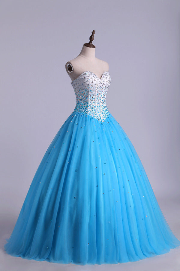 2024 Bicolor Quinceanera Dresses Sweetheart Ball Gown Floor-Length With Beads Tulle Lace PK7YFHXX