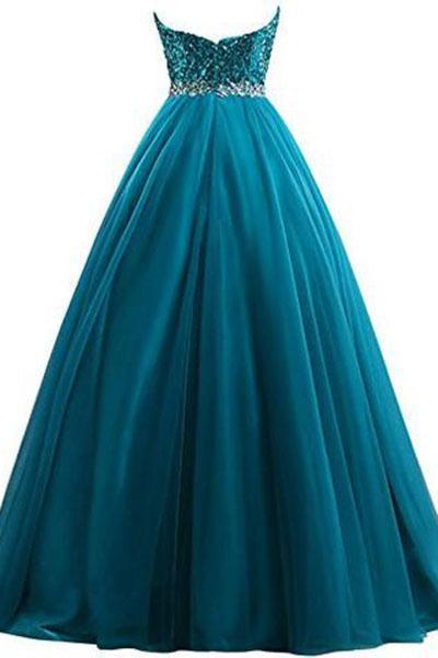 Sweet 16 Tulle Sequin Ball Gown Prom Dresses for Quinceanera