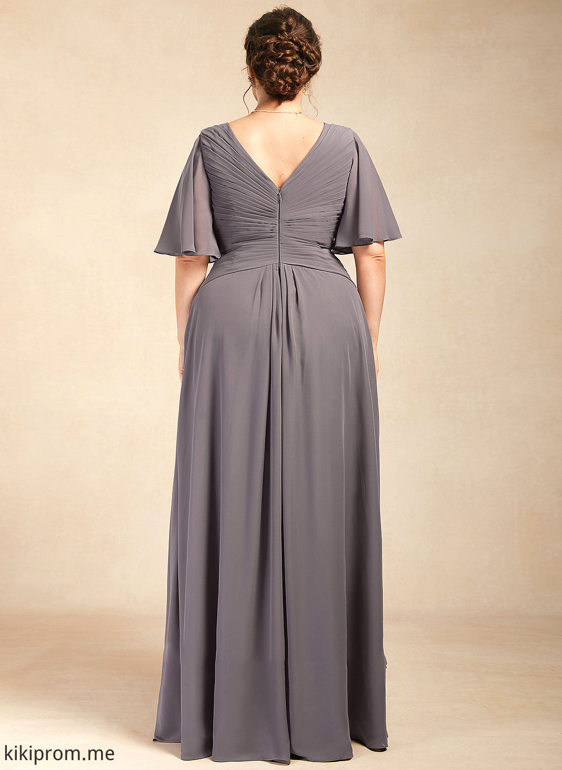 With Amy V-neck Bride Mother of the Bride Dresses Ruffle the Mother Dress Floor-Length of Chiffon A-Line