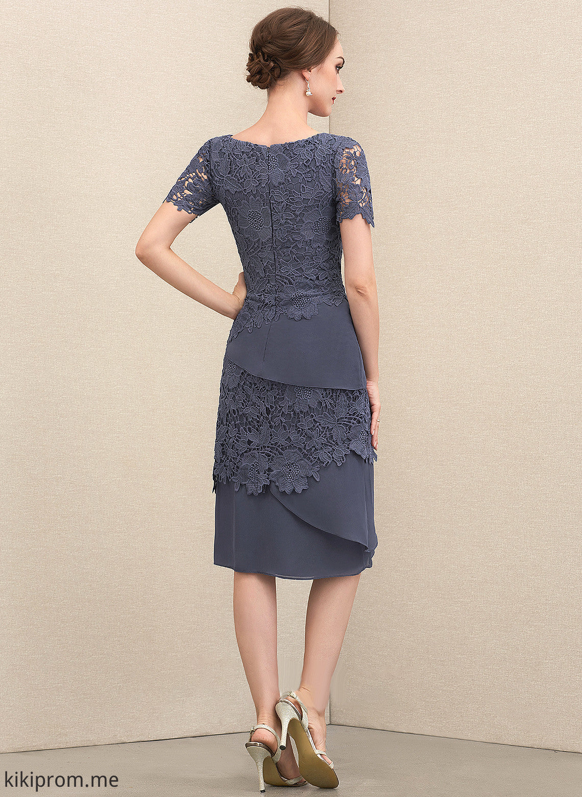 Bride Sheath/Column Chiffon Scoop Skye Lace Dress of the Neck Mother of the Bride Dresses Knee-Length Mother