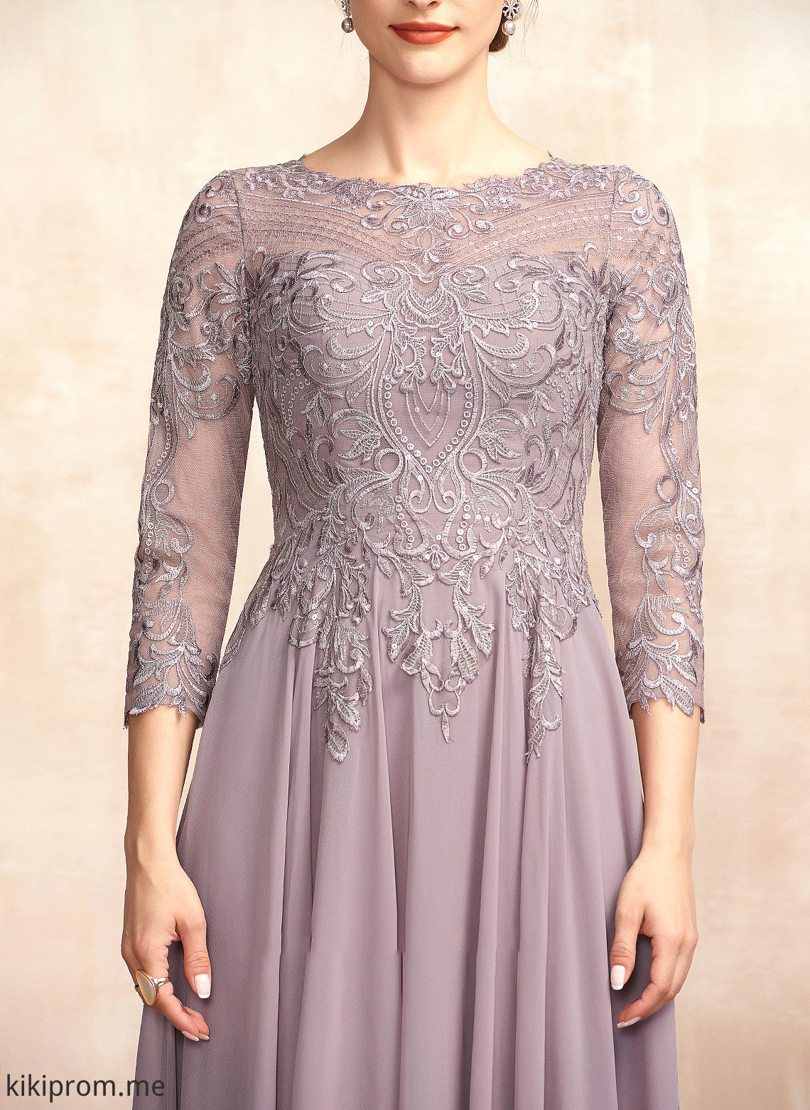 Chiffon Lace Floor-Length Dress Scoop the Mother of the Bride Dresses A-Line Mother Neck Sequins With Bride Fatima of