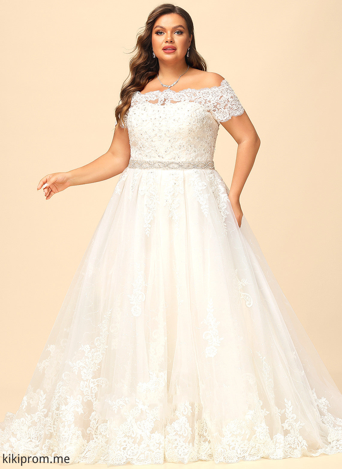 Wedding Train Wedding Dresses Court Shayna Lace Ball-Gown/Princess Tulle With Dress Sequins Beading Off-the-Shoulder