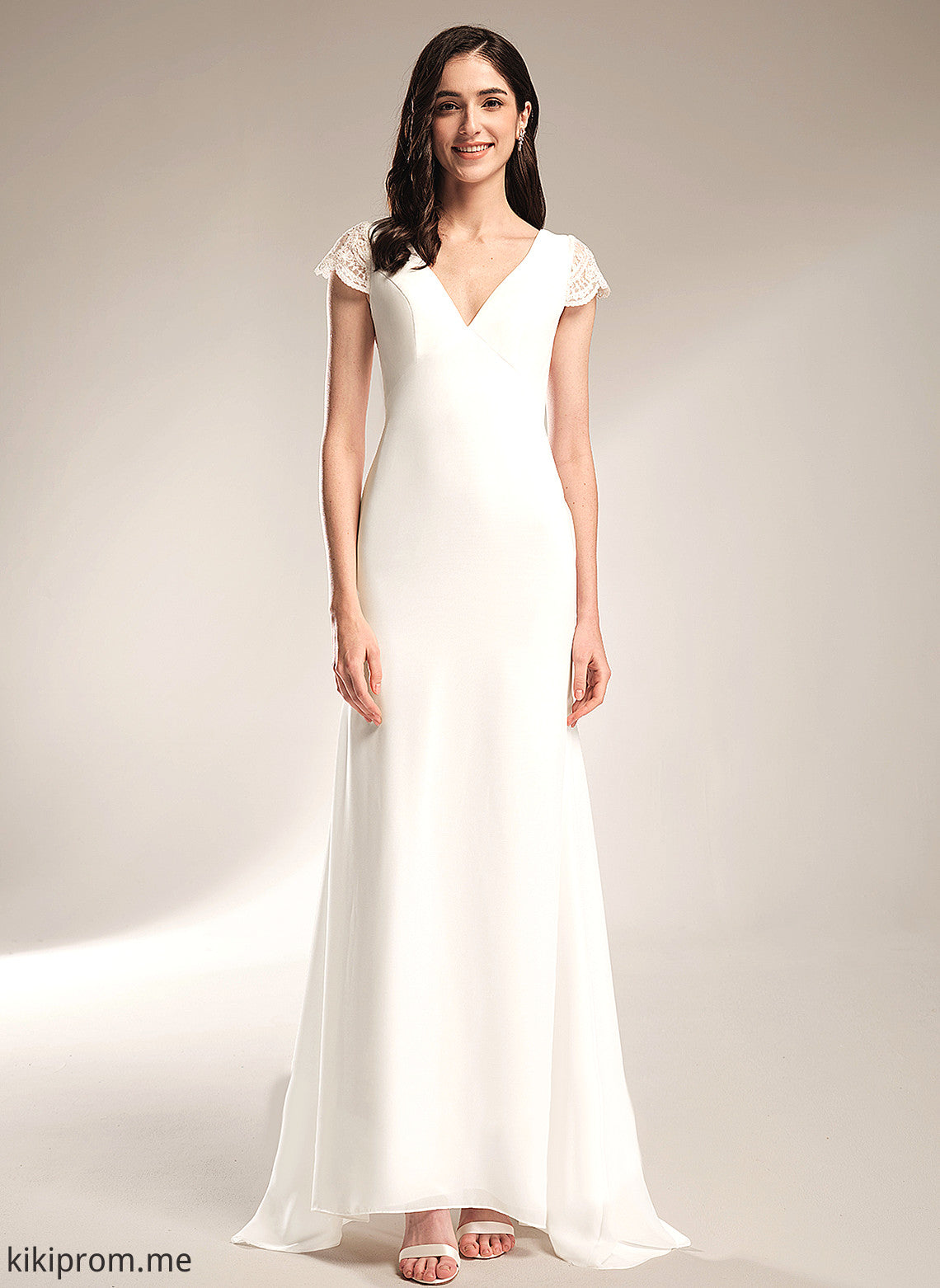 Lace With Sweep Chiffon Wedding Dresses Train Dress V-neck Harmony Sheath/Column Wedding