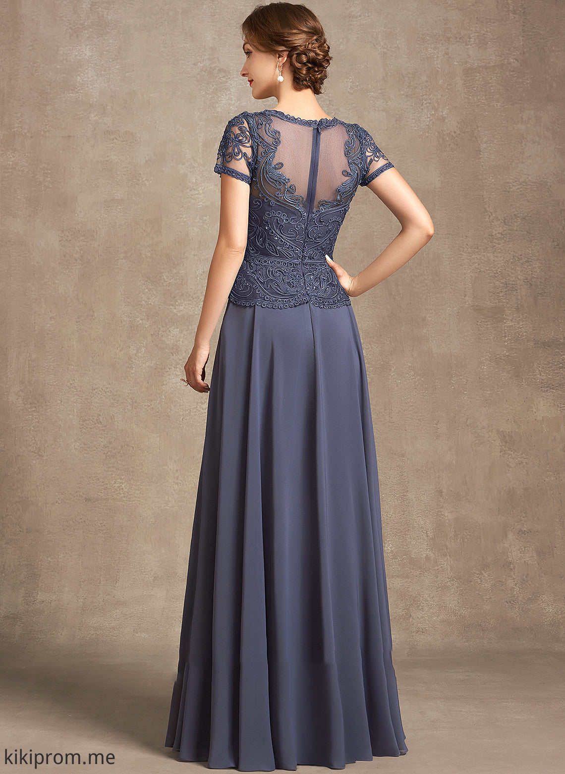 of Mother the Bride Lace Sequins V-neck Mother of the Bride Dresses A-Line With Lucile Floor-Length Dress Chiffon