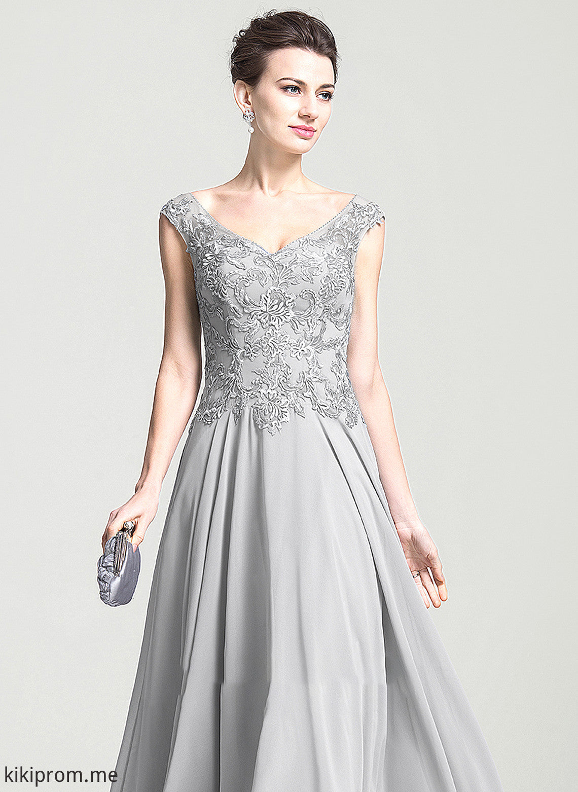 Appliques Mother Dress V-neck of Yasmine Chiffon Bride A-Line With Mother of the Bride Dresses Floor-Length the Lace