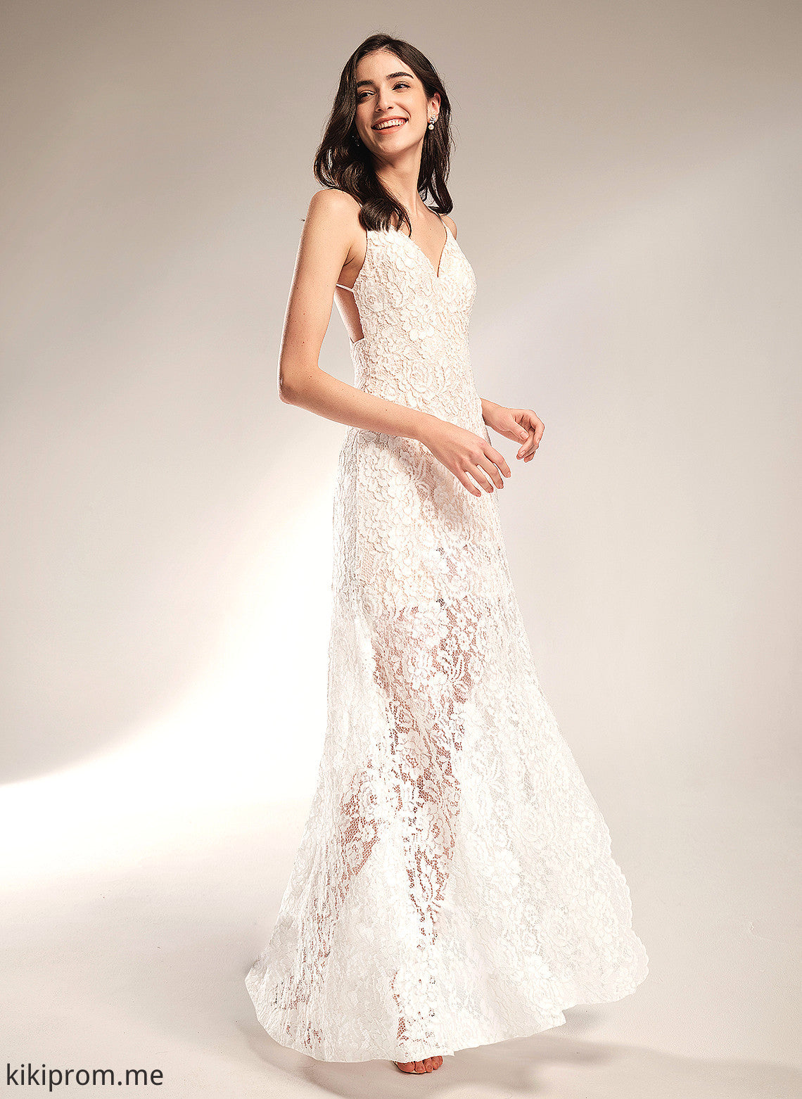 Wedding Dresses Floor-Length Lace Dress Wedding Sheath/Column Hedwig V-neck